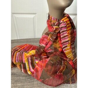 Ladies Long Scarf 70"X21" Light Weight Polyester Vibrant Earth Tones Versatile